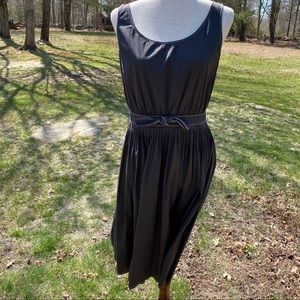 JIL SANDER DRESS SHIFT SLEEVELESS SCOOP NECK GRAY BOW Size 4 ITALY 36